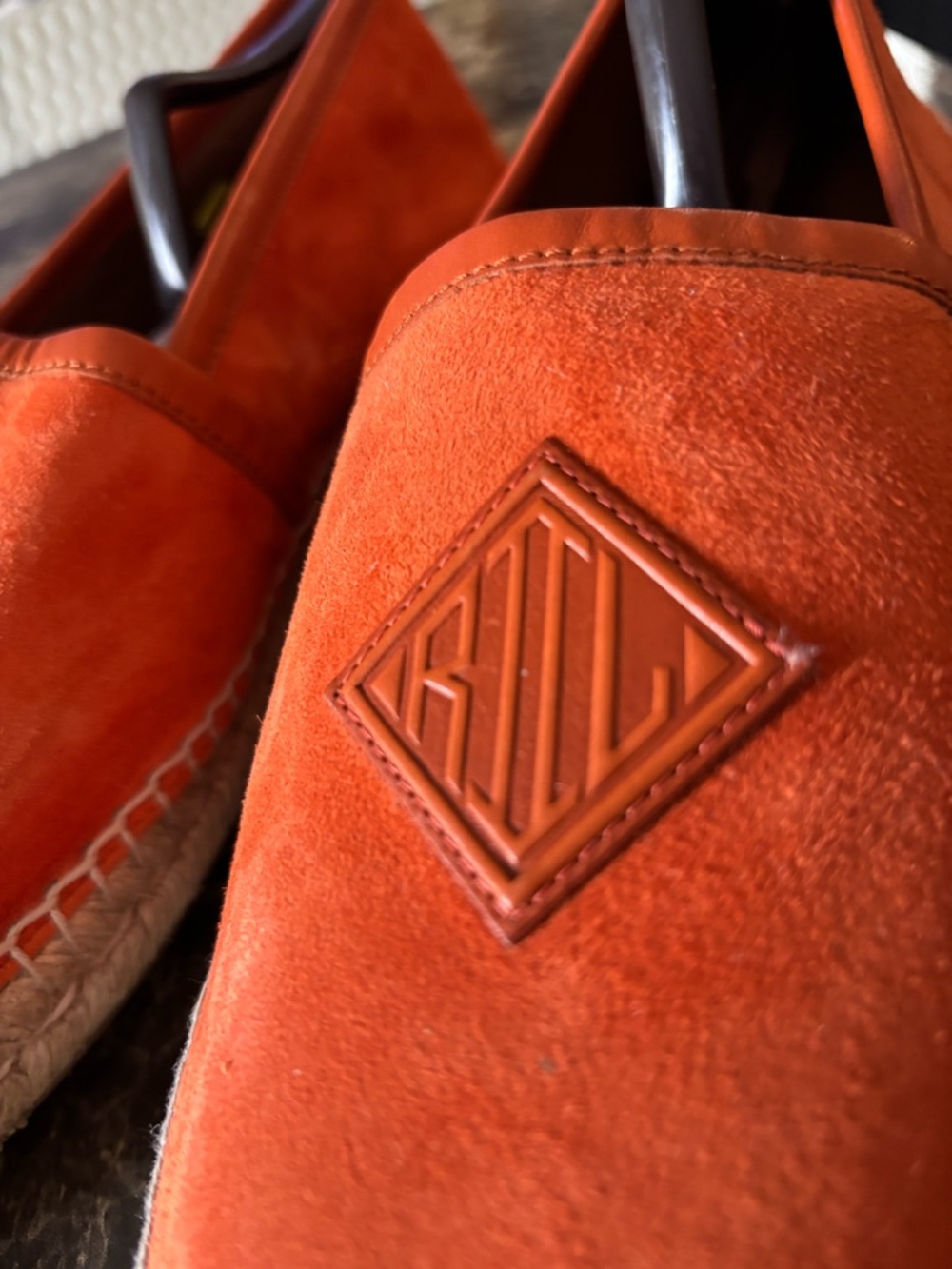 Men’s Ralph Lauren Purple Label Bow Detail Suede Espadrilles sz 11 (orange) - Picture 6 of 12